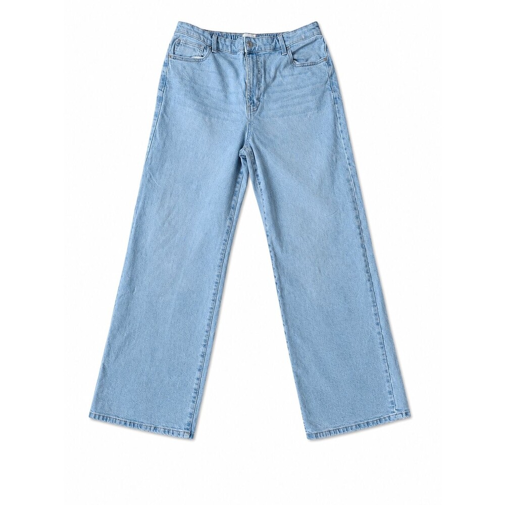 No Boundaries Women’s Light Wash Wide Leg Jeans Size L 12-14 Elastic Back Waist